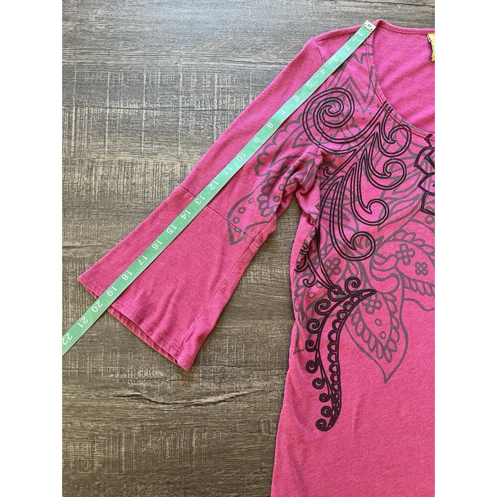 Free Society Magenta Pink Floral Graphic Tunic Top Size Medium Made in USA - Picture 8 of 8